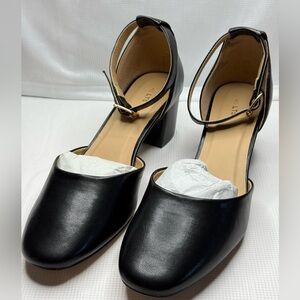 Long Tall Sally Two part shoes . Size 11, black leather with ankle strap. New
